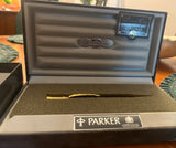 Vintage Parker Duofold Roller Pen Platinum Club Monogram Box and all Paper work