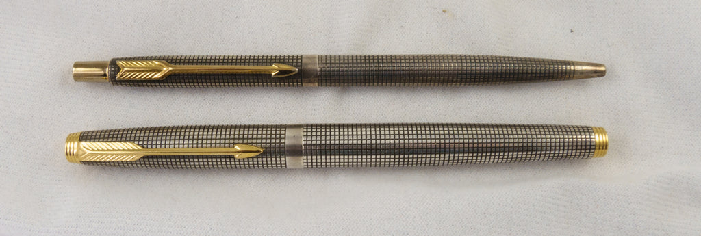 Parker 75 Fountain Pen and Ballpoint set in Sterling Silver Cisele (Pen 2270)