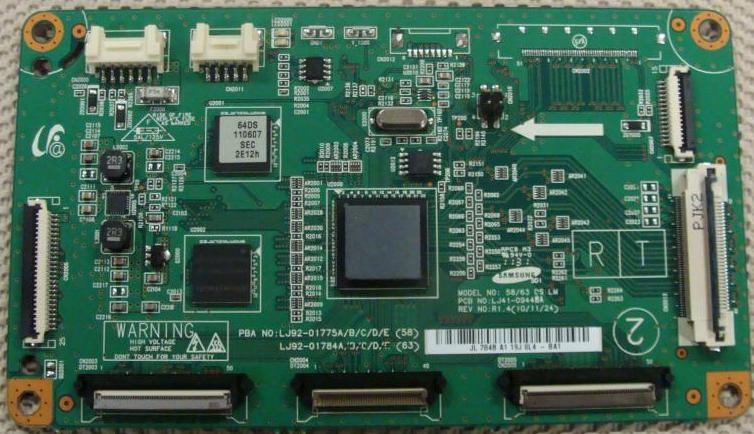 SAMSUNG PN64D8000, LJ92-01784B MAIN LOGIC CONTROL BOARD
