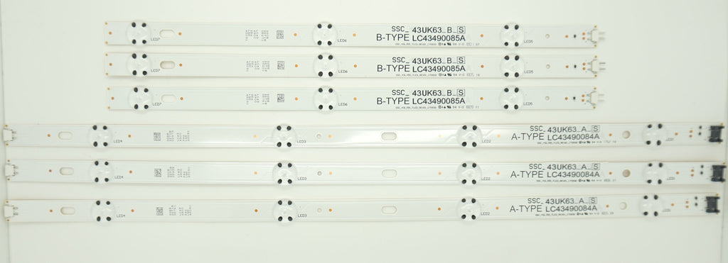 LG 43UK6300PUE 43UK6090PUA LC43490084A / LC43490085A Replacement LED Backlight Strips - 6 Strips